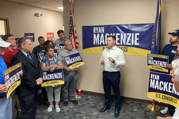 With support from the Natio<em></em>nal Republican Co<em></em>ngressional Committee, Mackenzie debuted his campaign’s “Battle Station” office Thursday evening.
