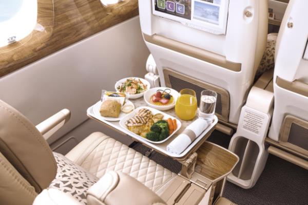 Mealtime … Emirates premium economy.