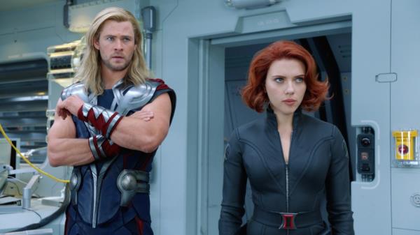 Chris Hemsworth (as Thor), Scarlett Johansson (as Black Widow). 