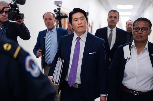 Special Counsel Robert K. Hur arrives to testify during the House Judiciary Committee hearing a<em></em>bout his report on President Joe Biden's retention of classified materials as a private citizen, on Tuesday, March 12, 2024.
