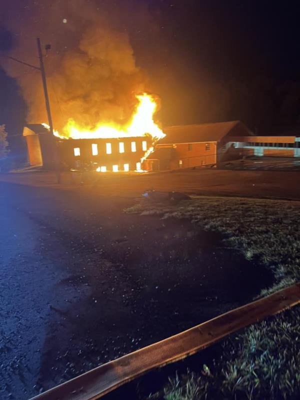 The crash set the Riverside Baptist Church ablaze last week.